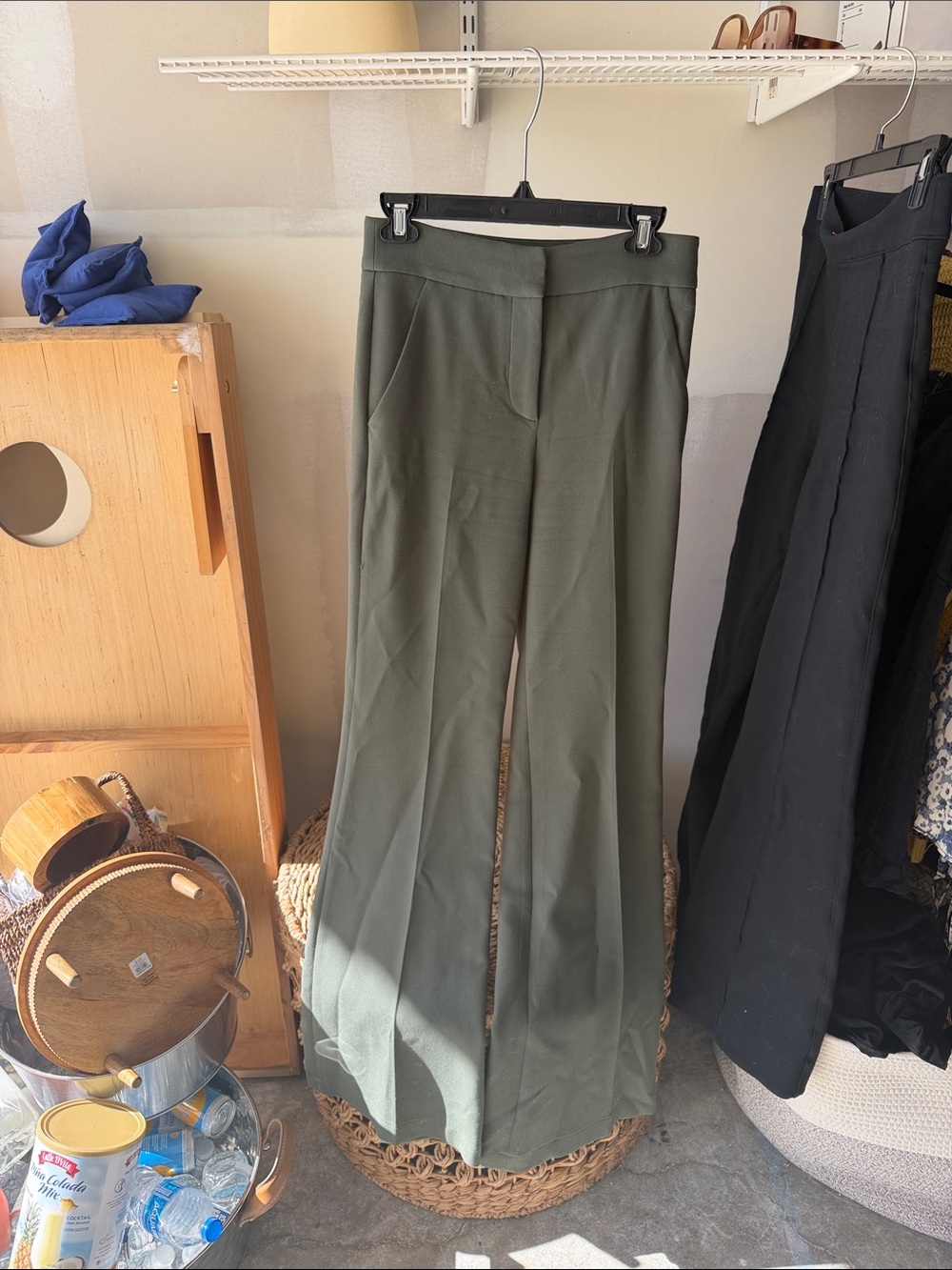 Veronica Beard Olive Green Boot-Cut Trousers